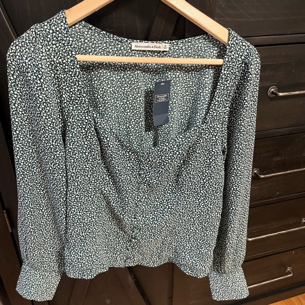 Abercrombie green floral shirt